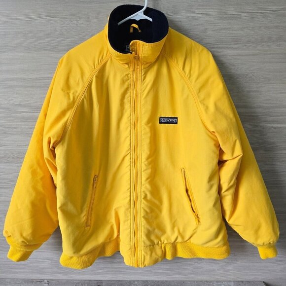 Lands End Full Zip Squall Jacket Womens Sz M 10-12 Fleece Lining Yellow Vtg USA - Picture 1 of 16